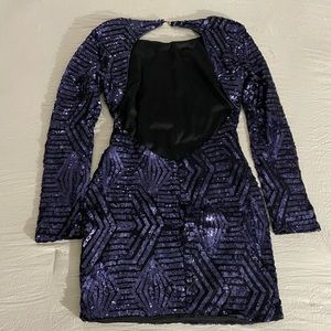 AKIRA Navy Sequin Short Dress